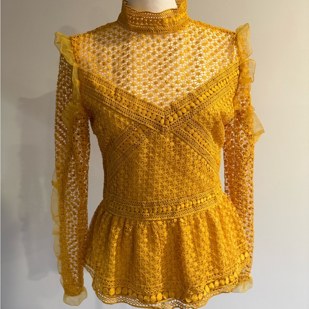 Ina Mustard Lace Blouse